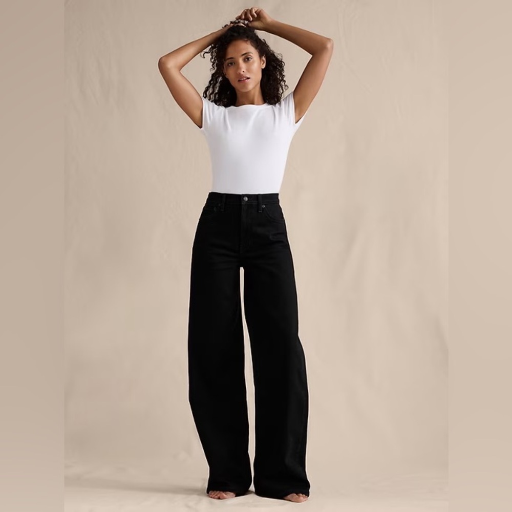 Banana Republic Black Wide-Leg Flare Jeans